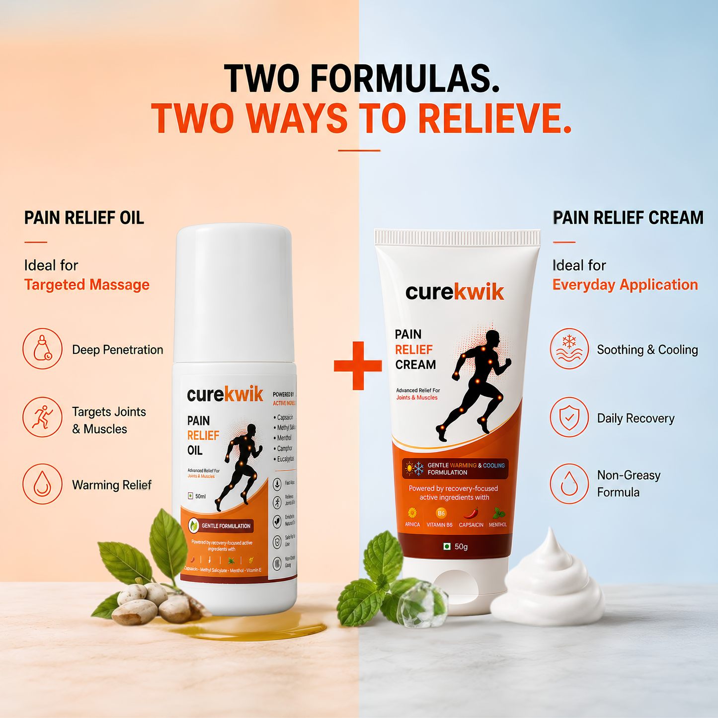 CureKwik Complete Recovery Duo – Pain Relief Oil + Cream