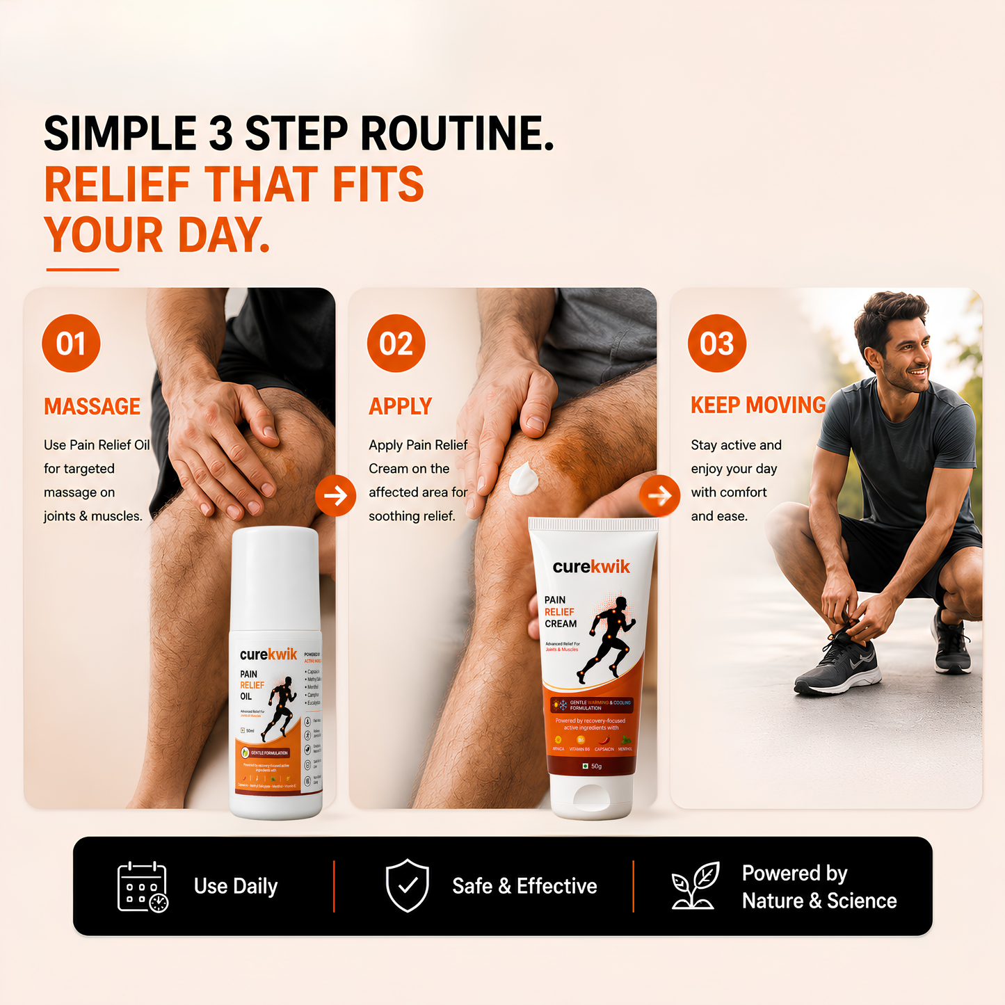 CureKwik Complete Recovery Duo – Pain Relief Oil + Cream