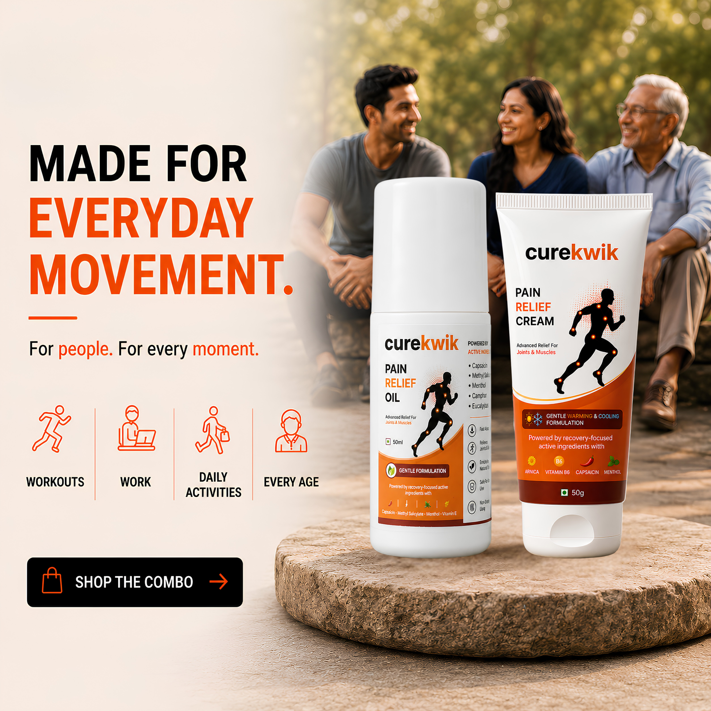 CureKwik Complete Recovery Duo – Pain Relief Oil + Cream